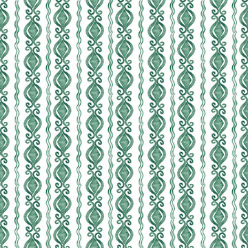 Decorative wavy striped pattern with green ornament