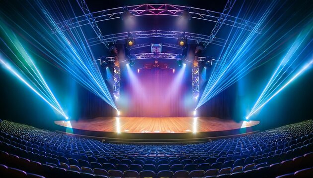 empty music concert stage with neon lighting