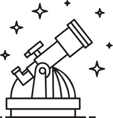 Fototapeta premium Vector illustration of a telescope on a stand with stars isolated on transparent background