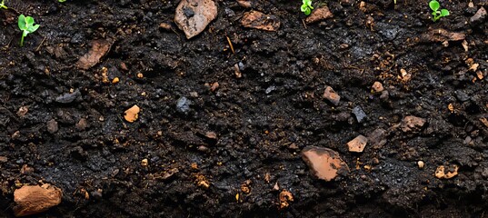 Obraz premium Organic Field Soil Texture Tilled Agricultural Plot with Mud Surface and Grainy Cultivated Terrain