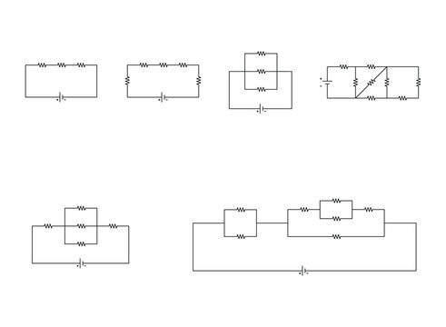 Electrical circuit diagram with resistors in series and parallel configuration