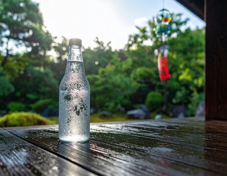 ひと夏の休息：夕暮れの縁側に響く風鈴と、涼やかなラムネ