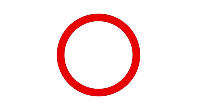 A red stop sign icon. A red circle represents a prohibition. Animation of a red prohibition sign symbol on a white background.