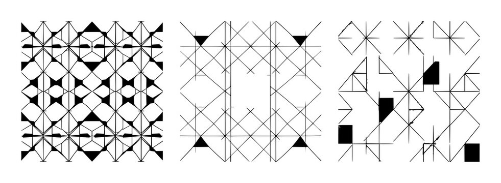 Geometric pattern set with modern seamless design featuring pastel colors, triangular shapes, abstract lines with textile and fashion