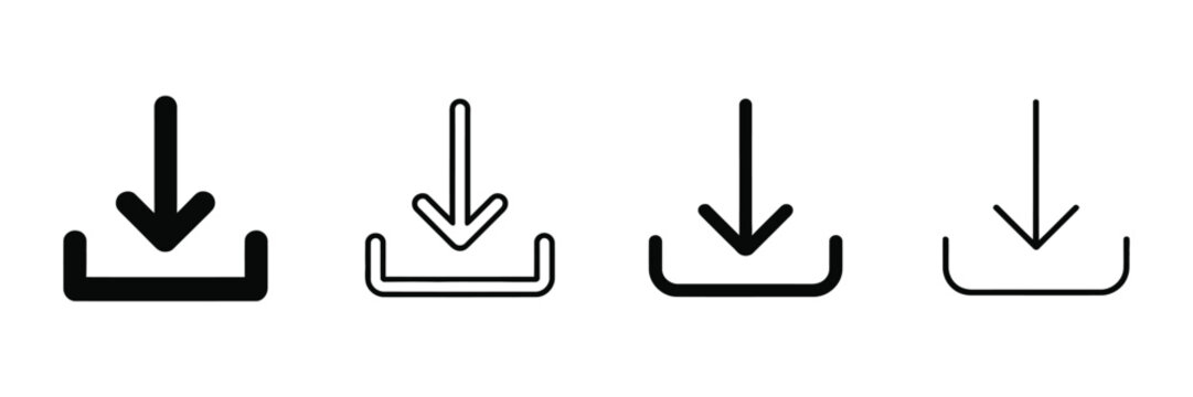Download Arrow icon collection, vector set of download symbols for web, app and digital file management interfaces.