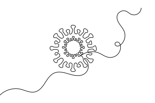 Viruses continuous one line drawing white background minimalist style isolate outline