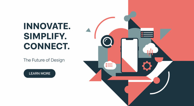 Modern Digital Design Concept: Innovate, Simplify, Connect with Mobile Phone