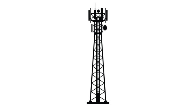 Cell tower silhouette against a white background