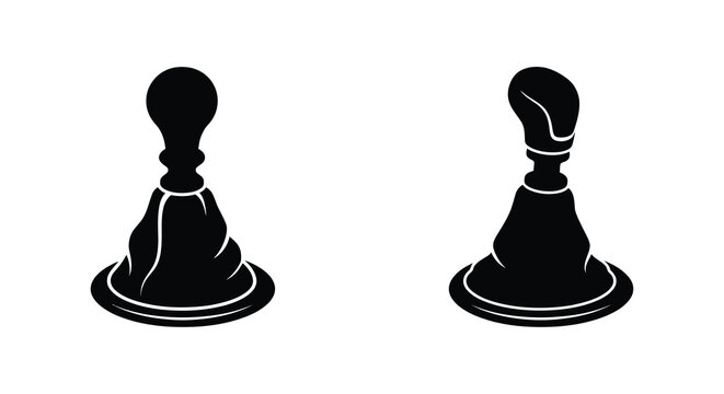 Gear shift knob silhouettes on a white background