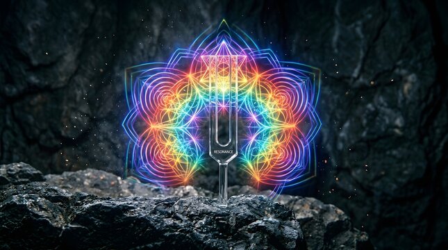 Vibrant crystal formation glows brightly on rocky outcrop in dark cave