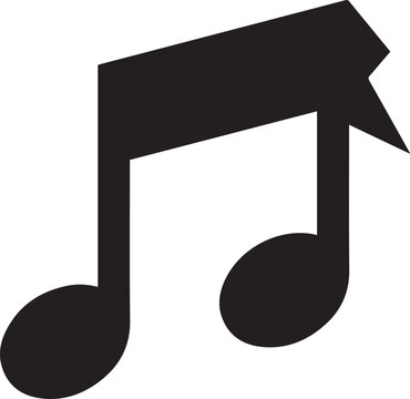 Black eighth note musical symbol with arrow pointing right, isolated on transparent background