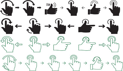 Obraz premium A set of hand icons demonstrating various finger movements and gestures on a white background