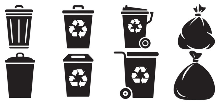  Recycling trash can icons with international recycle symbol vector illustration eps 10