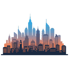 Obraz premium Cityscape Silhouette: Urban Skyline with Sunset Colors