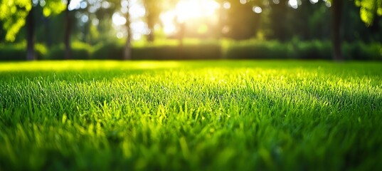 Obraz premium Lush Green Meadow Under a Bright Summer Sky, Nature s Beauty with Rolling Hills and Flowers