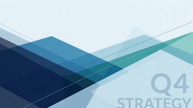 Q4 Strategy Corporate Presentation Slide Background with Blue Abstract Polygons