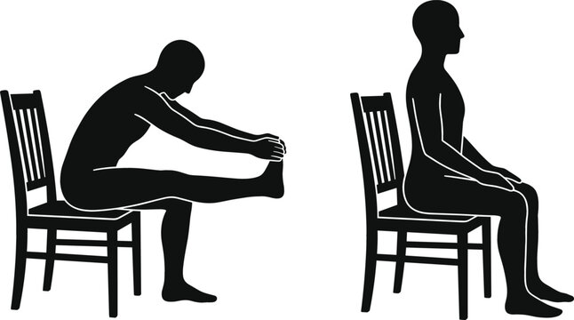 Seated Stretching and Posture Icon Set for Flexibility, Yoga, and Stretching Exercises