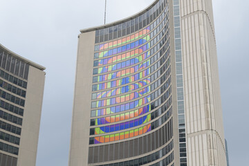 Fototapeta premium FIFA World Cup 2026 tournament branding or host city dressing at Toronto City Hall