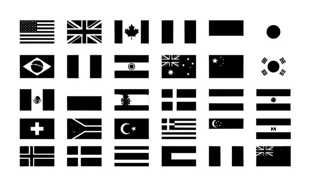 World country flags flat vector illustration isolated on white background for education travel and international communication design