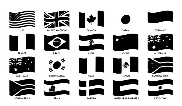 International country flags vector set isolated on white background for global events education and multicultural graphic design