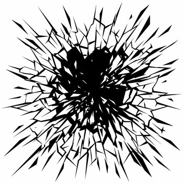 Black shattered glass explosion effect.