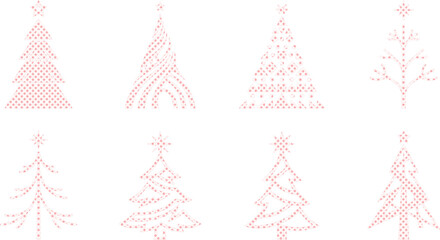 Minimalist Christmas tree vector collection, elegant festive holiday trees, abstract geometric winter season design elements, modern decorative pine tree illustrations for greeting cards and © Ambreen