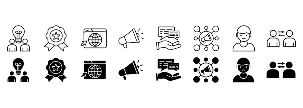 Storytelling icon set. hero images, printed materials vector illustration