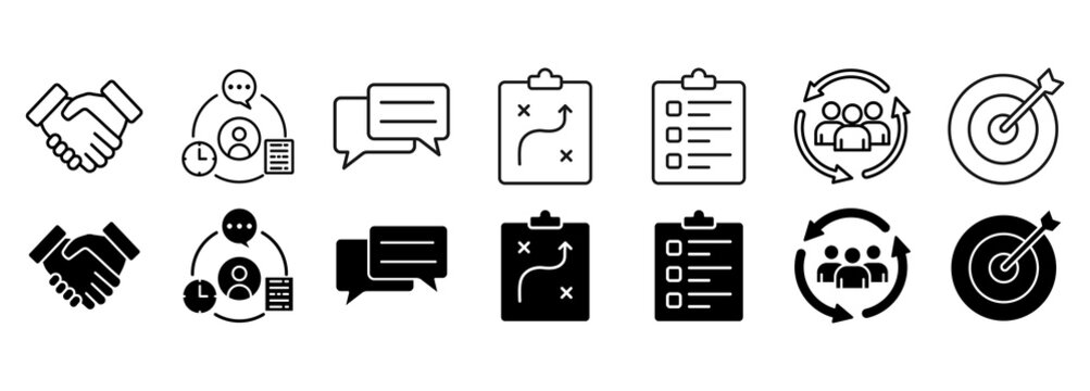 negotiation deal agreement collaboration icon set. vector illustration.