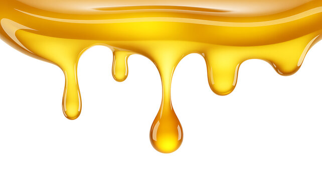 Golden honey drop isolated PNG on transparent background, sweet natural syrup dripping for food and healthy lifestyle concepts