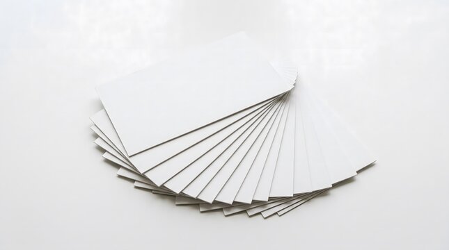 Stack of blank white index cards on plain surface for writing or printing