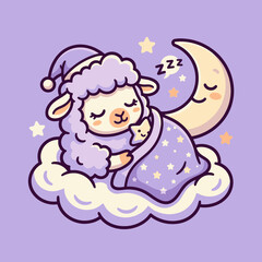 Fototapeta premium Sleeping Sheep in Purple Blanket.
