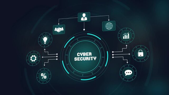 Cyber security technology and digital data protection concept, secure online privacy infrastructure, global business communication and network safety.