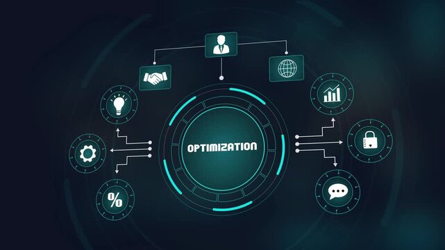 Business process optimization and digital transformation concept, global network efficiency, corporate management system and data analysis technology..