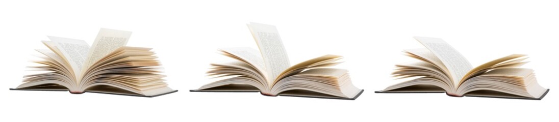 Fototapeta premium A single open black book is separated from the white background with clipping path.