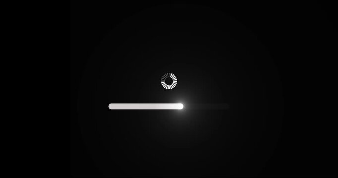 Vibrant neon loading bar downloading bar loading screen pixelated progress animation. Circle loading processing smooth loading bar on on a black background
