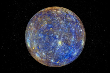 Mercury is the first planet from the Sun in the Solar System. Image elements furnished by NASA. © 24K-Production