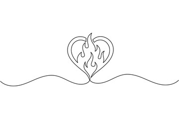 Minimal fire icon continuous one line drawing modern flame vector design © MstAsia
