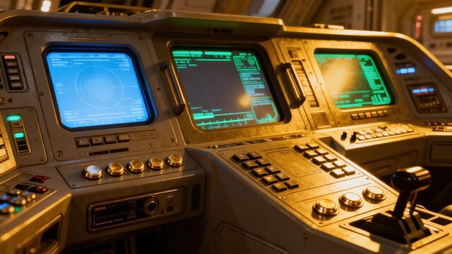 Control panel with screens and buttons