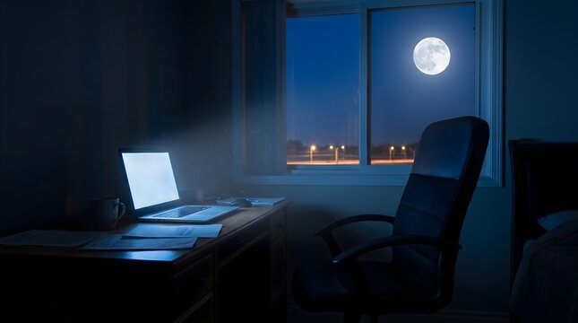 Laptop Working Through Night