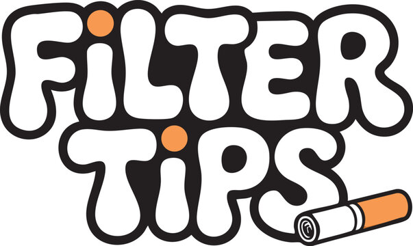 Filter tips typography with cigarette illustration vector graphic in orange and white