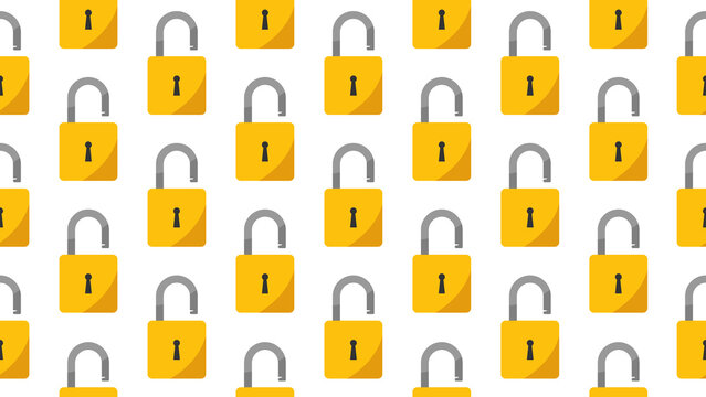Seamless vector pattern featuring widespread open padlocks on a transparent background, symbolizing unlocked security, open access, and freedom. Security concept seamless pattern background.