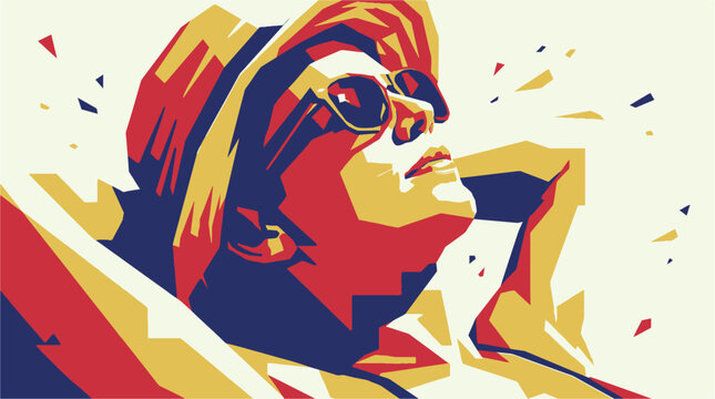Woman Wearing Sunglasses and Headband Relaxing.
