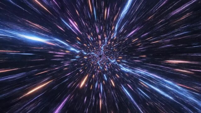 Abstract Space Warp Tunnel Effect with Glowing Light Streaks Moving Fast as a Seamless Motion Graphic Loop