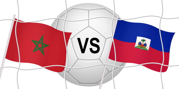 Flags of two opposing countries in a football match