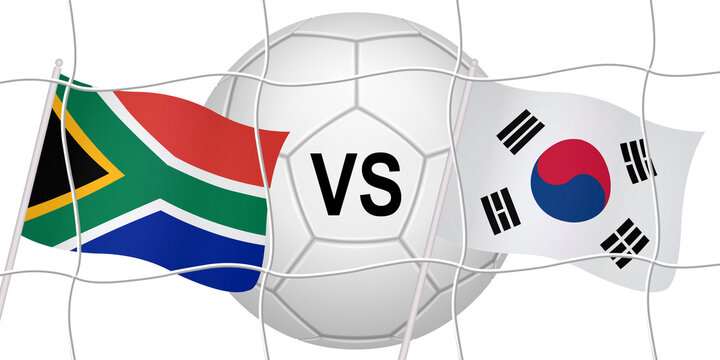 Flags of two opposing countries in a football match