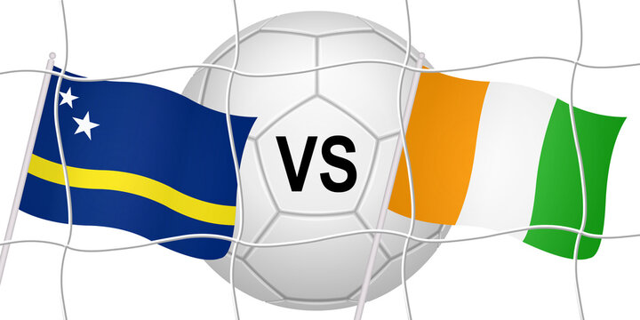 Flags of two opposing countries in a football match