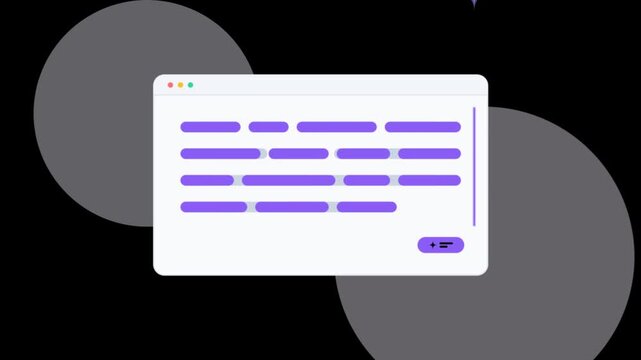 Animated digital interface showing data loading with a scrolling action