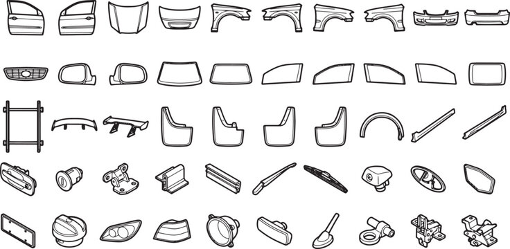 A detailed collection of various car parts in a seamless pattern, providing a comprehensive overview for automotive enthusiasts and professionals.