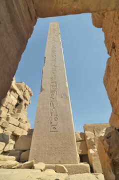 The Obelisk of Thutmose I is located in the Central Court of the Karnak Temple Complex in Luxor, Egypt.
