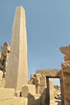 The Obelisk of Thutmose I is located in the Central Court of the Karnak Temple Complex in Luxor, Egypt.